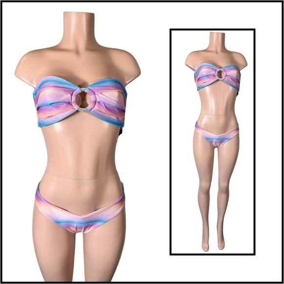 Beach Bunny  Lover Bandeau Top & Tango Bottom - Dawn Ombre $218 - Picture 2 of 12